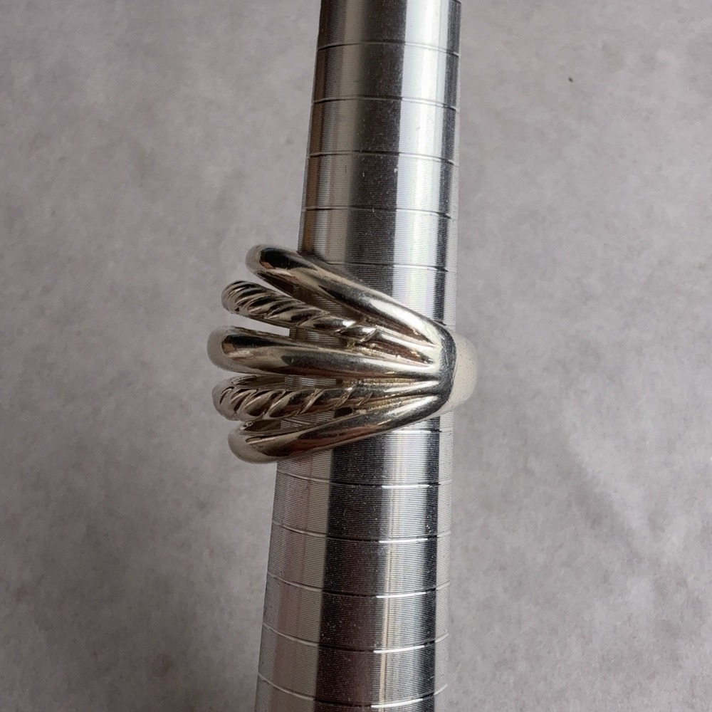Milor Sterling Silver 925 Wide Dome Band Ring Size 7 Italy Rope Design - Picture 2 of 7